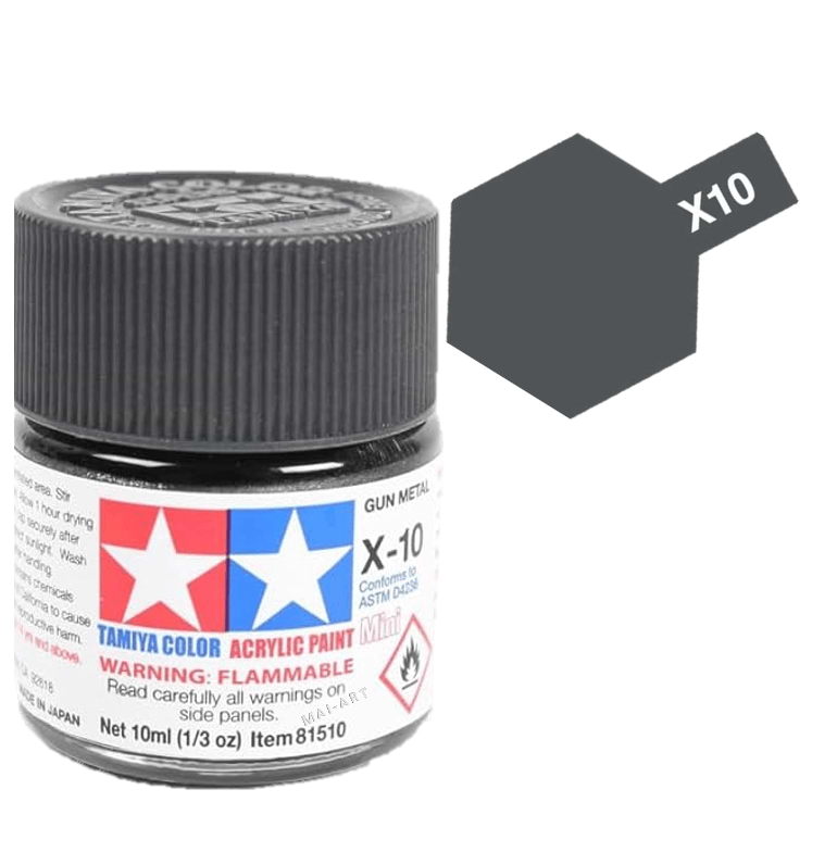 צבעים למודלים TAMIY COLOR ACRYLIC PAINT MINI GUN METAL X10