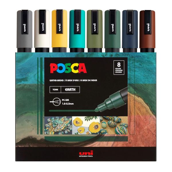 מארז 8 טושי פוסקה PC-5M POSCA EARTH