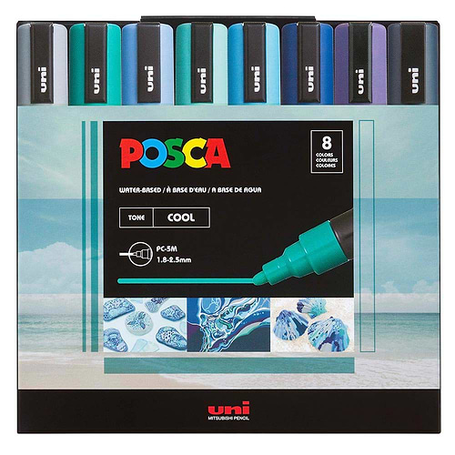 מארז 8 טושי פוסקה PC-5M POSCA COOL