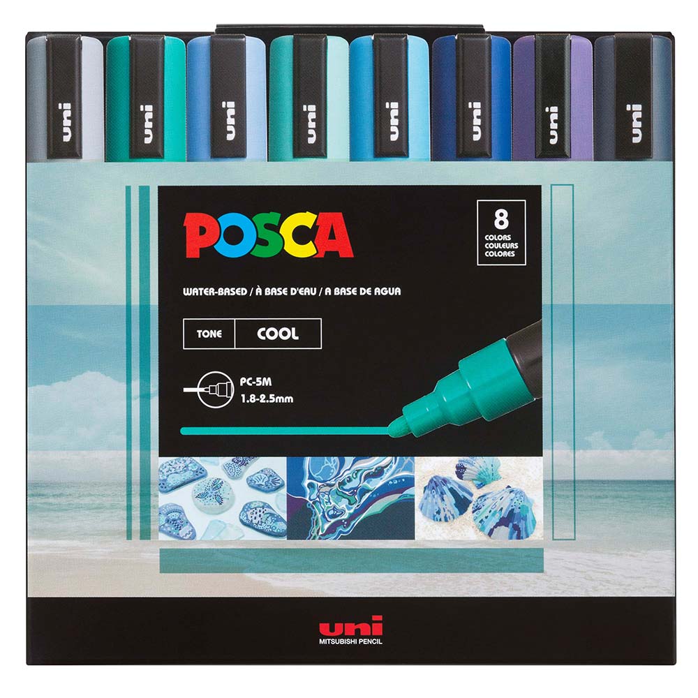 מארז 8 טושי פוסקה PC-5M POSCA COOL