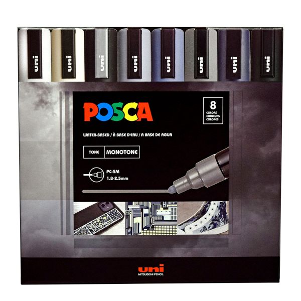 מארז 8 טושי פוסקה PC-5M POSCA MONOTONE