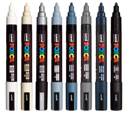 מארז 8 טושי פוסקה PC-5M POSCA MONOTONE