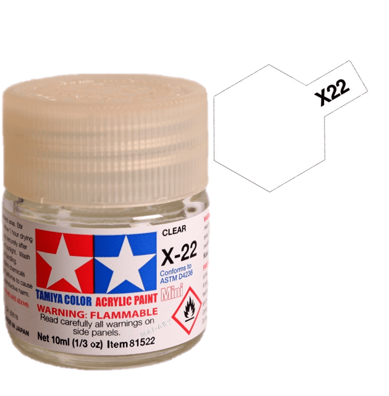 צבעים למודלים TAMIY COLOR ACRYLIC PAINT MINI SEM CLEAR X22
