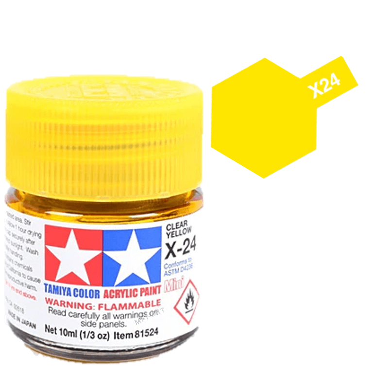 צבעים למודלים TAMIY COLOR ACRYLIC PAINT MINI CLEAR YELLOW X24