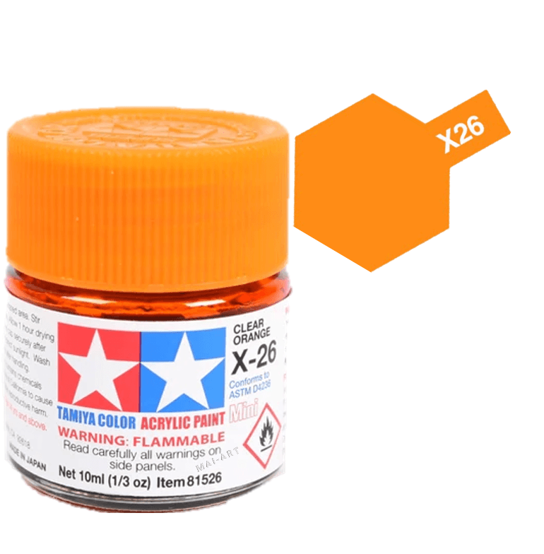 צבעים למודלים TAMIY COLOR ACRYLIC PAINT MINI CKEAR ORANGE X26