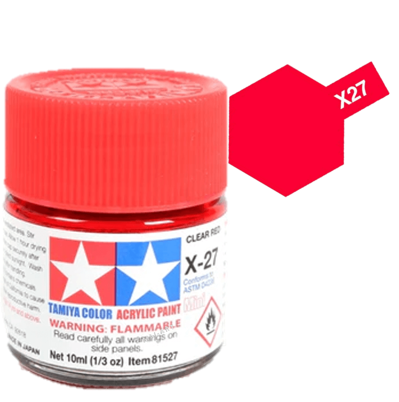 צבעים למודלים TAMIY COLOR ACRYLIC PAINT MINI CKEAR RED X27