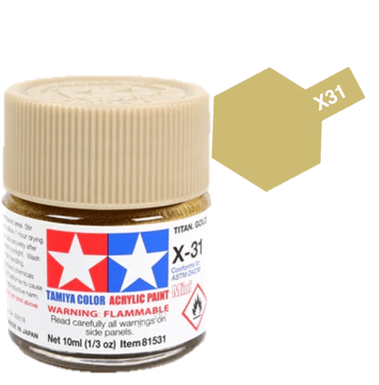 צבעים למודלים TAMIY COLOR ACRYLIC PAINT MINI TITANIUM GOLD X31