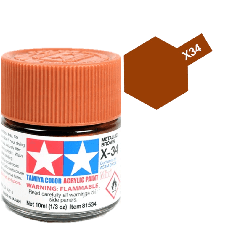 צבעים למודלים TAMIY COLOR ACRYLIC PAINT MINI METALLIC BROWN X34