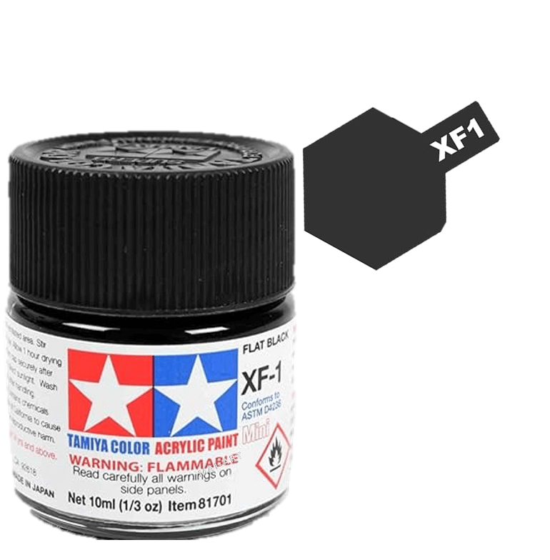 צבעים למודלים TAMIY COLOR ACRYLIC PAINT MINI FLAT BLACK XF1