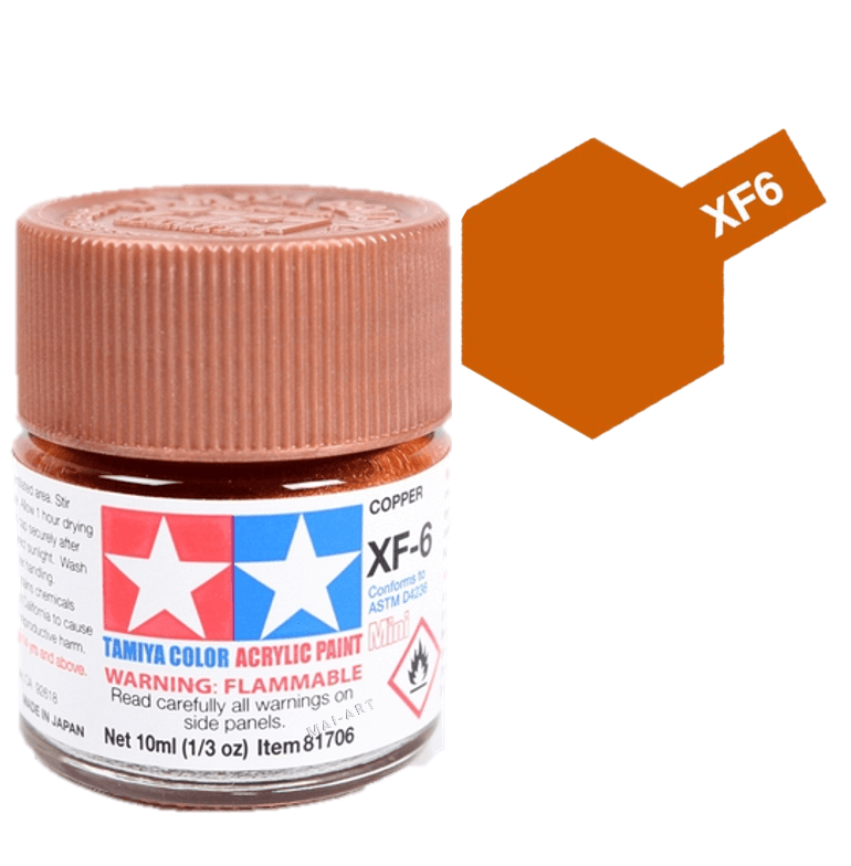 צבעים למודלים TAMIY COLOR ACRYLIC PAINT MINI COPPER XF6
