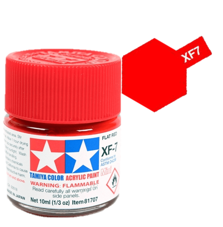 צבעים למודלים TAMIY COLOR ACRYLIC PAINT MINI FLAT RED XF7
