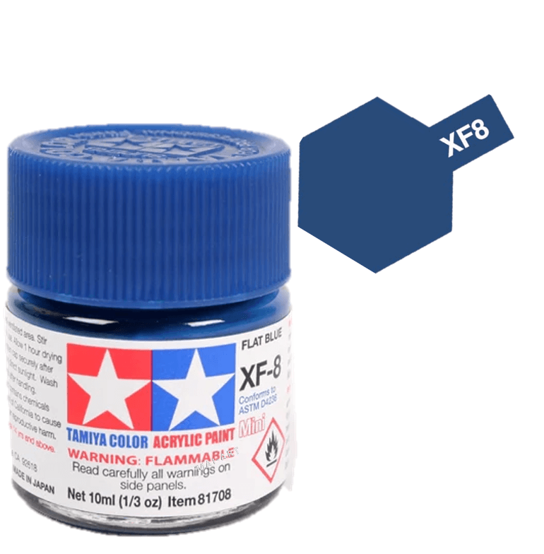 צבעים למודלים TAMIY COLOR ACRYLIC PAINT MINI FLAT BLUE XF8