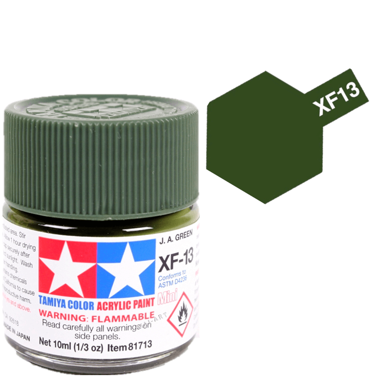 צבעים למודלים TAMIY COLOR ACRYLIC PAINT MINI J.A.GREEN XF13