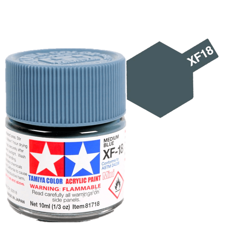 צבעים למודלים TAMIY COLOR ACRYLIC PAINT MINI MEDIUM BLUE XF18