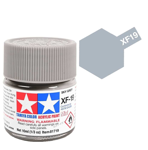 צבעים למודלים TAMIY COLOR ACRYLIC PAINT MINI SKY GREY XF19