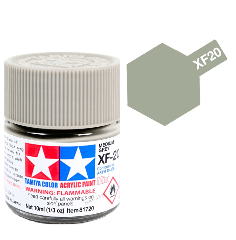 צבעים למודלים TAMIY COLOR ACRYLIC PAINT MINI MEDIUM GREY XF20
