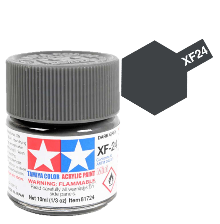 צבעים למודלים TAMIY COLOR ACRYLIC PAINT MINI DARK GREY XF24