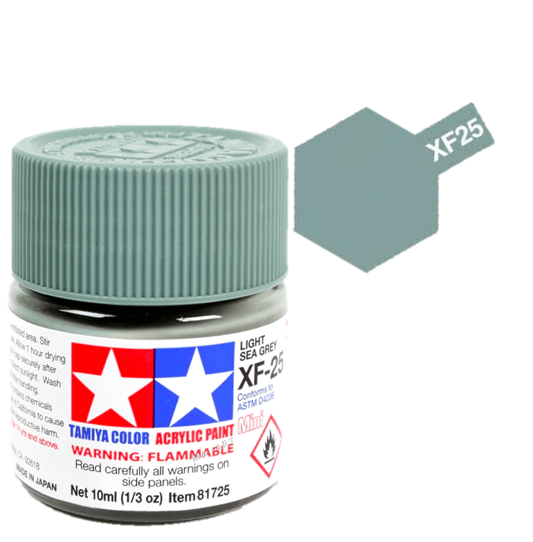צבעים למודלים TAMIY COLOR ACRYLIC PAINT MINI LIGHT SEA GREY XF25