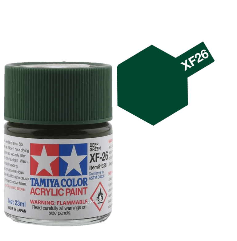 צבעים למודלים TAMIY COLOR ACRYLIC PAINT MINI DEEP GREEN XF26