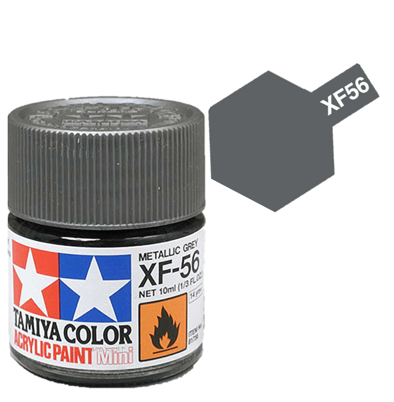 צבעים למודלים TAMIY COLOR ACRYLIC PAINT MINI METALLIC GREY XF56