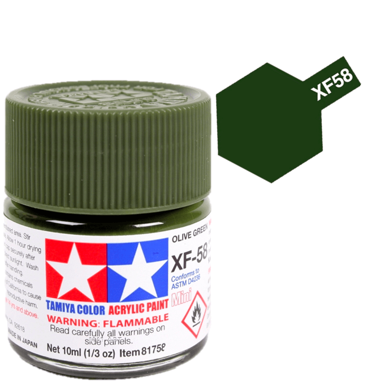 צבעים למודלים TAMIY COLOR ACRYLIC PAINT MINI OLIVE GREEN XF58