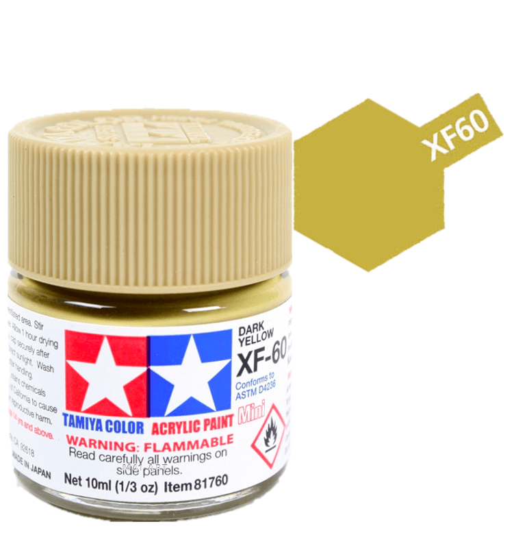 צבעים למודלים TAMIY COLOR ACRYLIC PAINT MINI DARK YELLOW XF60