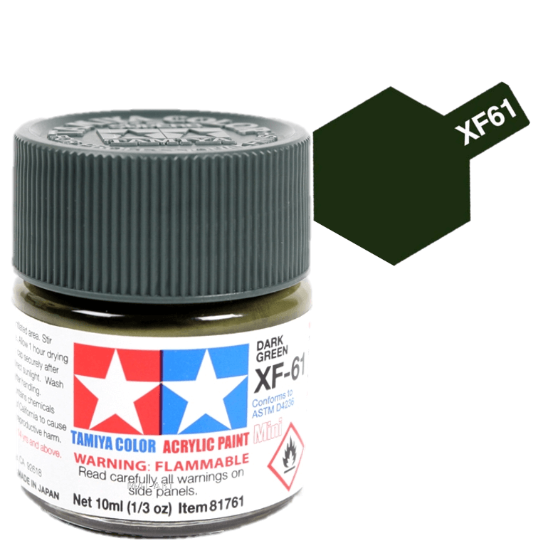 צבעים למודלים TAMIY COLOR ACRYLIC PAINT MINI DARK GREEN XF61