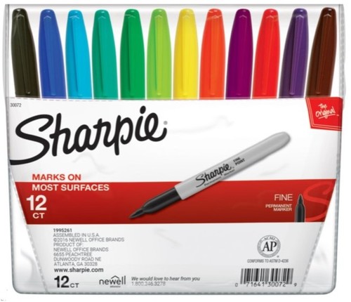 סט 12 טושי פרמננט שרפי SHARPIE FINE POINT 