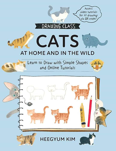 ספר לימוד רישום חתולים לילדים ומבוגרים DRAWING CLASS CATS AT HOME AND IN THE WILD