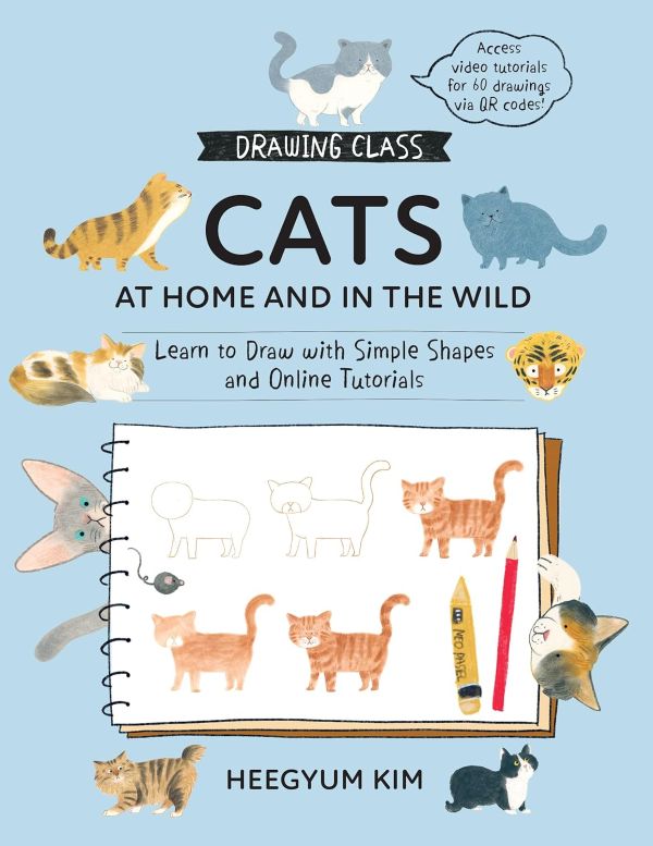 ספר לימוד רישום חתולים לילדים ומבוגרים DRAWING CLASS CATS AT HOME AND IN THE WILD