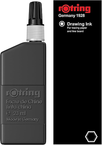 דיו שחור לרפידוגרף ROTRING DRAWING INK 23ML
