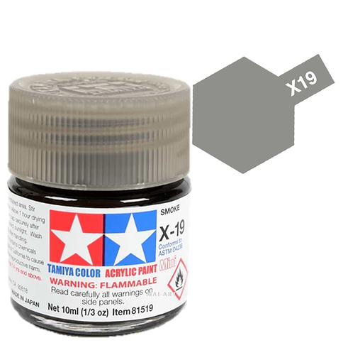 צבעים למודלים TAMIY COLOR ACRYLIC PAINT MINI SMOKE X19