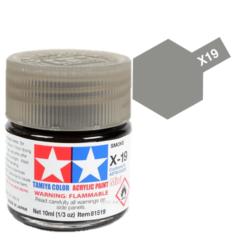 צבעים למודלים TAMIY COLOR ACRYLIC PAINT MINI SMOKE X19