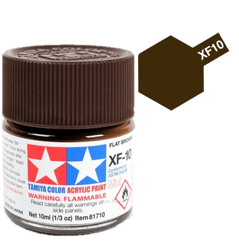 צבעים למודלים TAMIY COLOR ACRYLIC PAINT MINI FLAT BROWN XF10
