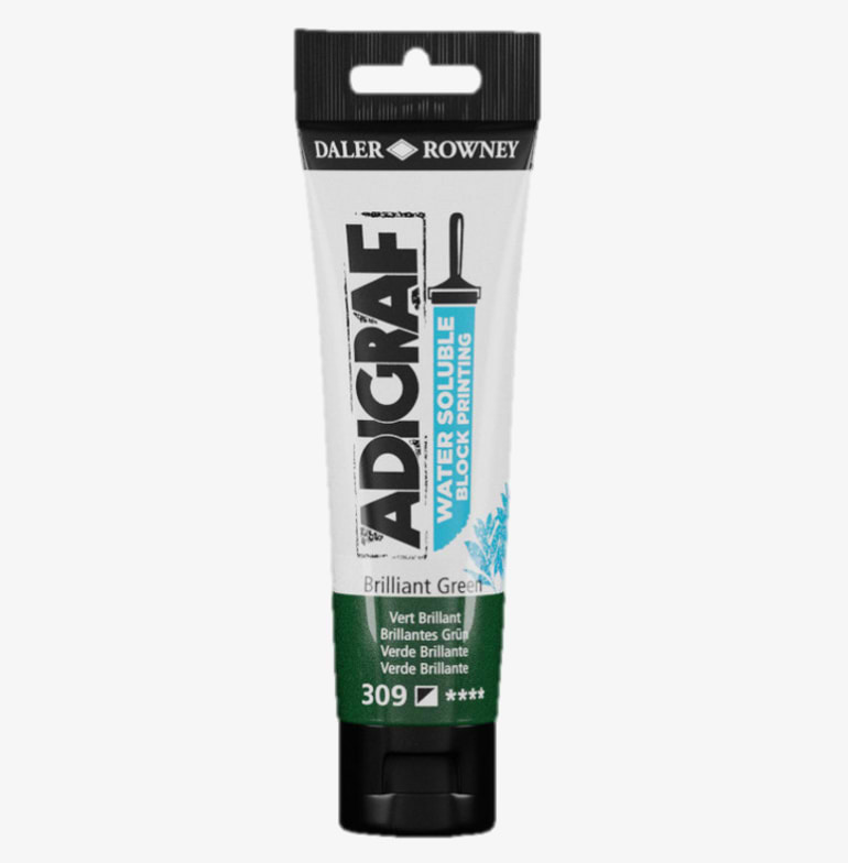צבע להדפס  DALER ROWNEY ADIGRAF WATER SOLUBLE BLOCK PRINTING BRILLIANT GREEN 309