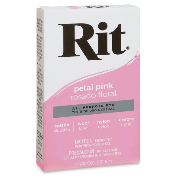 צבע לצביעת בדים טבעיים באבקה Rit  all purpose dye Petal Pink