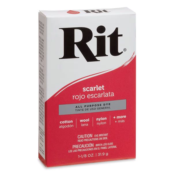צבע לצביעת בדים טבעיים באבקה Rit  all purpose dye Scarlet