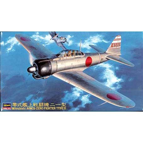 ערכת הרכבה מטוס MITSUBISHI A6M2B ZERO FIGHTER TYPE21 HASEGAWA