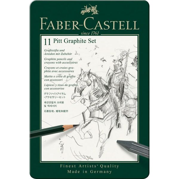 סט 11 חלקים רישום גרפיט מט FABER CASTELL 11 PITT GRAPHITE SET