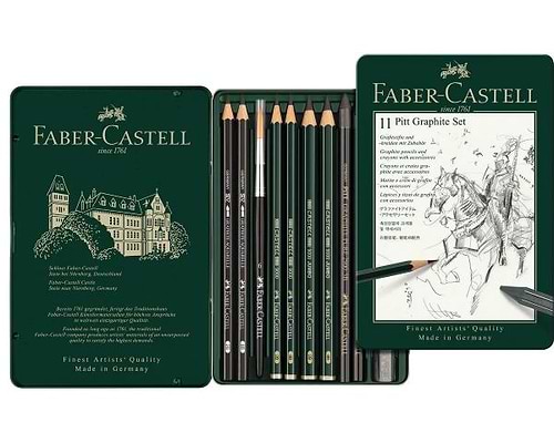 סט 11 חלקים רישום גרפיט מט FABER CASTELL 11 PITT GRAPHITE SET