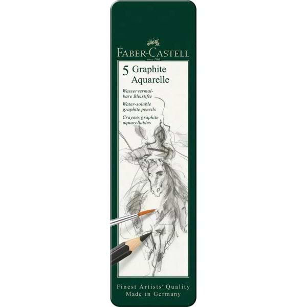 מארז רישום גרפיט אקוורל 5 פאבר קאסל FABER CASTELL GRAPHITE AQUARELLE
