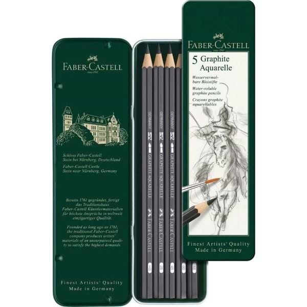 מארז רישום גרפיט אקוורל 5 פאבר קאסל FABER CASTELL GRAPHITE AQUARELLE