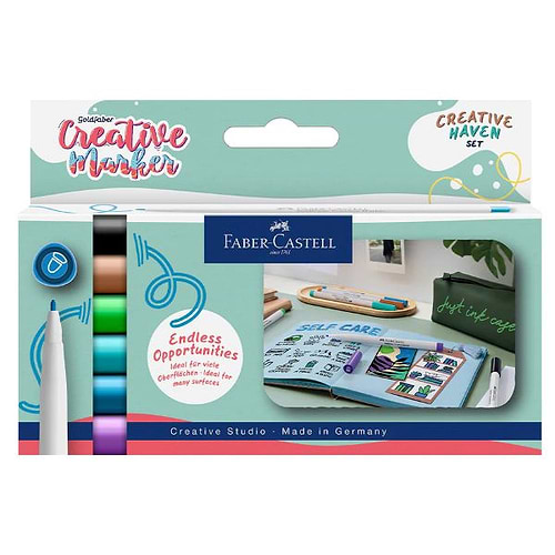סט טושים לפורצלן וזכוכית פאבר קסטל  FABER CASTELL GOLDFABER CREATIVE HAVEN MARKER 