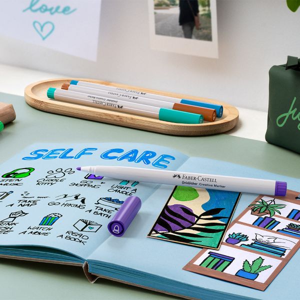 סט טושים לפורצלן וזכוכית פאבר קסטל  FABER CASTELL GOLDFABER CREATIVE HAVEN MARKER 