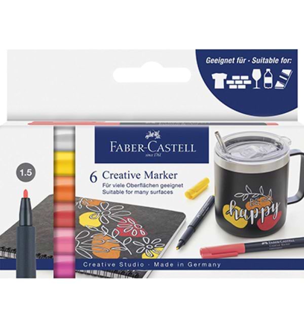סט טושים לפורצלן וזכוכית פאבר קסטל  FABER CASTELL GOLDFABER CREATIVE  MARKER 