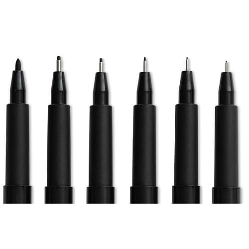 סט 6 טושים שחורים פאבר קסטל - PITT ARTIST PENS BLACK 