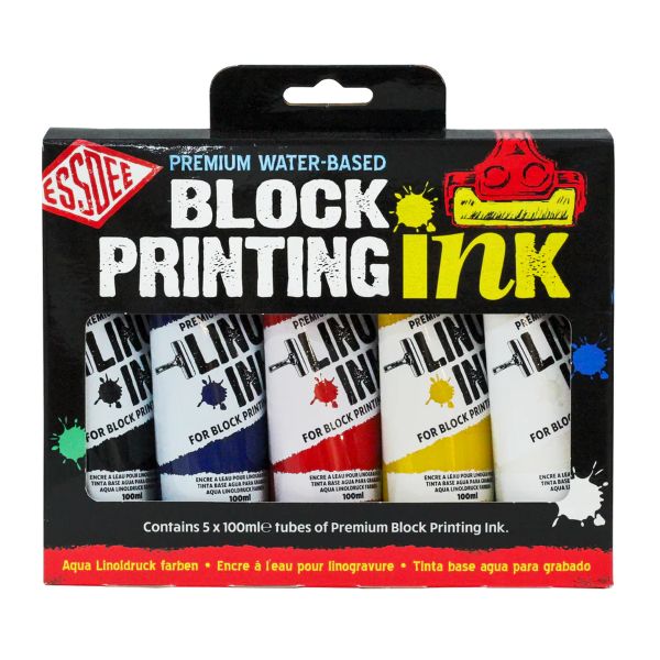 סט 5 צבעי הדפס BLOCK PRINTING INK ESSDEE 