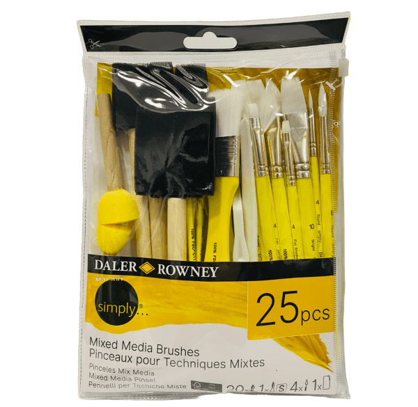 סט 25 מכחולים ומברשות מיקס מדיה + קלמר DELER ROWNEY SIMPLY 025