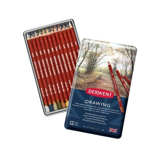 מארז 12 עפרונות ציור  DERWENT DRAWING