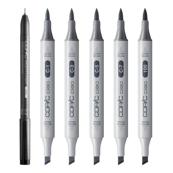 סט קופיק מרקר צ'או 5+1 COPIC CIAO SHHADE 